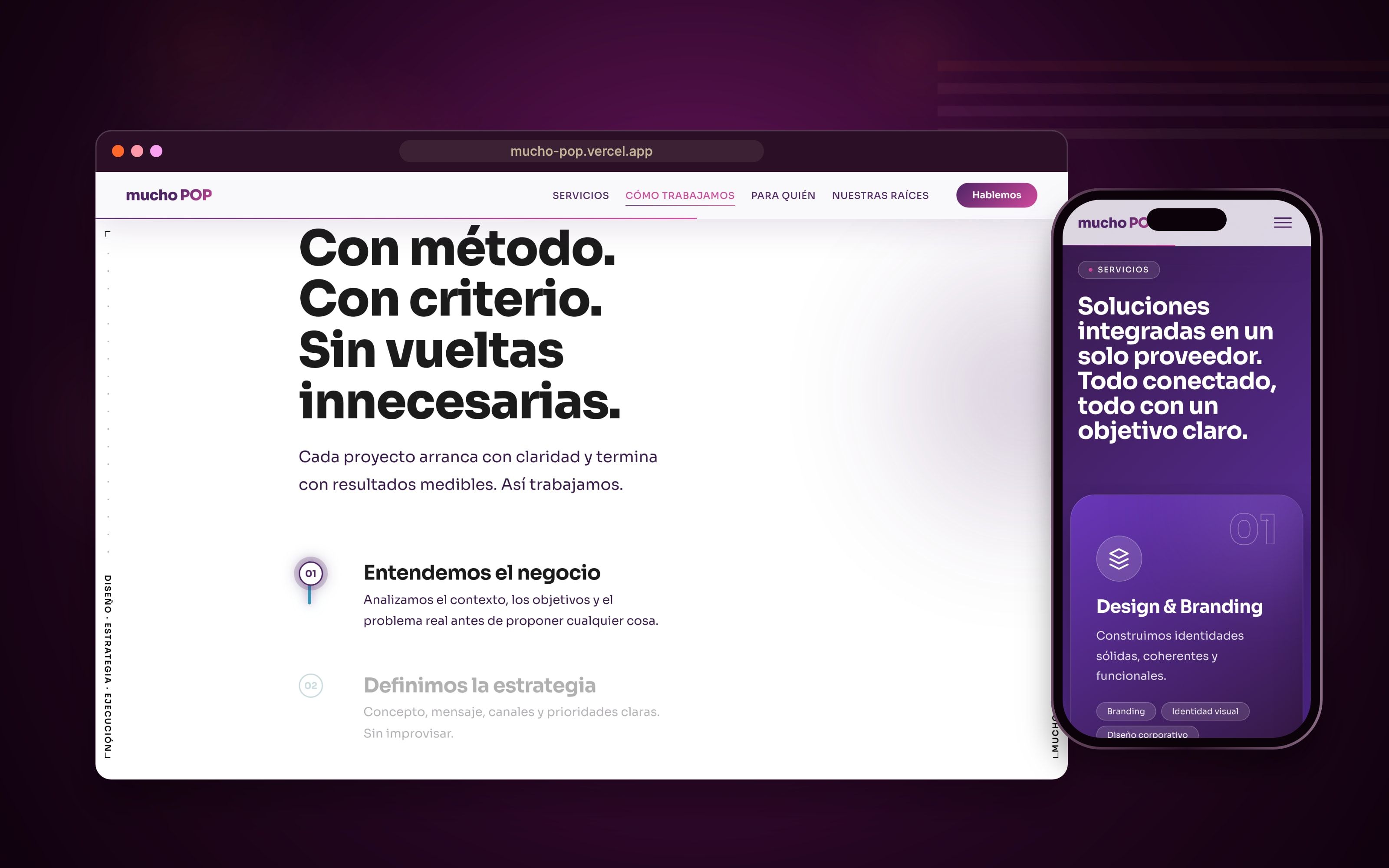 Web diseñada y desarrollada por Vanta, en escritorio y móvil